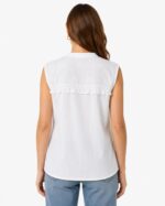 L’Awadh Débardeur Femme Blanc en Coton – Top Brodé Été sans Manches, Blouse Blanche Légère Style Bohème Romantique - Image 5