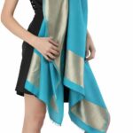 Écharpe en Laine Mérinos et Tencel avec Zari, 70x200 cm – Étole Élégante, Légère et Raffinée