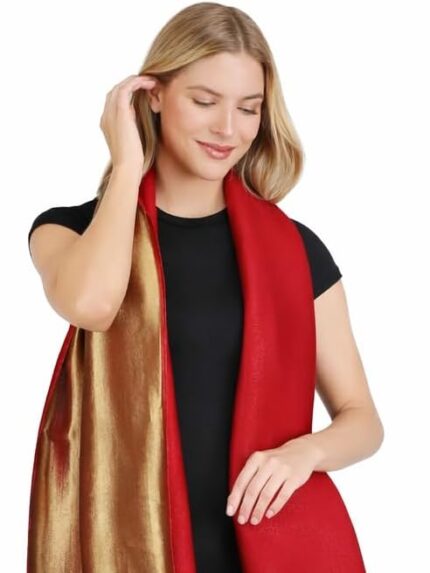 Écharpes en laine mérinos et tencel rehaussées de zari doré