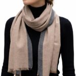 Écharpe Unisexe Grise et Beige en Laine – Douce & Chaude – Style Élégant Intemporel, Écharpe Hiver Femme & Homme, Idée Cadeau Chic