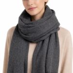 Echarpe yak laine naturelle grise unisexe hiver chaud douce luxe durable cadeau femme homme artisanale inde ne gratte pas ne bouloche pas grande taille elegant style parisien châle foulard premium