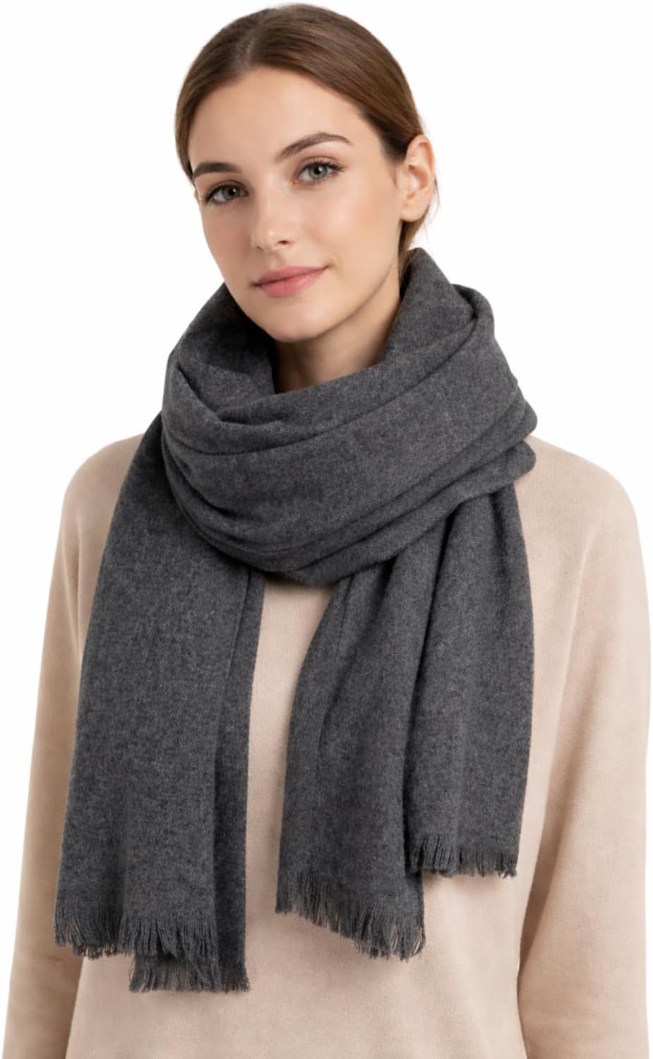 616d1gPCzL._AC_SL1500_.jpg Echarpe yak laine naturelle grise unisexe hiver chaud douce luxe durable cadeau femme homme artisanale inde ne gratte pas ne bouloche pas grande taille elegant style parisien châle foulard premium - Image 1