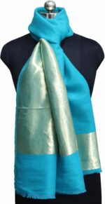Écharpe en Laine Mérinos et Tencel avec Zari, 70x200 cm – Étole Élégante, Légère et Raffinée - Image 2