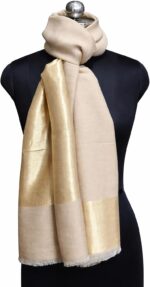 Écharpe en Laine Mérinos et Tencel avec Zari, 70x200 cm – Étole Élégante, Légère et Raffinée - Image 2
