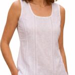 L'Awadh Top Femme Été Coton Blanc - Débardeur sans Manches Style Bohème Romantique, Broderie Artisanale, Encolure Ronde