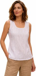 L'Awadh Top Femme Été Coton Blanc - Débardeur sans Manches Style Bohème Romantique, Broderie Artisanale, Encolure Ronde