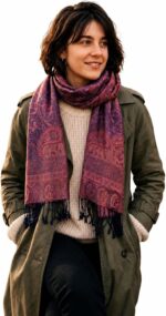 Écharpe en Soie Jamawar Dorée Femme – Motif Paisley (Pazli) d’Inspiration Moghole – Étole Élégante, Légère et Raffinée – 200 x 70 cm