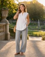 L’Awadh Débardeur Femme Blanc en Coton – Top Brodé Été sans Manches, Blouse Blanche Légère Style Bohème Romantique - Image 3