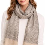 Écharpe Unisexe Grise et Beige en Laine – Douce & Chaude – Style Élégant Intemporel, Écharpe Hiver Femme, Idée Cadeau Chic