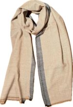Écharpe Unisexe Grise et Beige en Laine – Douce & Chaude – Style Élégant Intemporel, Écharpe Hiver Femme & Homme, Idée Cadeau Chic - Image 3